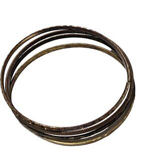 Vintage Gold Tone Bangle Bracelets Etched Design Fashion Jewelry Women Set of 4